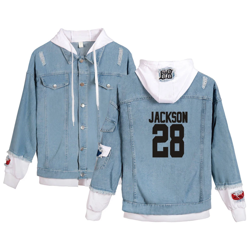 

The latest hot selling GOT7 denim hoodie Young Men Fall Winter Fashion Got7 denim street style men/women hoodie sewing jacket