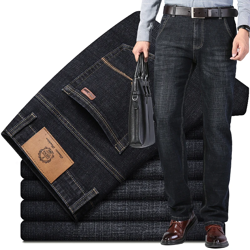 

Classic Advanced Stretch Blue Black Jeans 2023 New Style Business Fashion Denim Slim Fit Jean Trousers Male Brand Pants