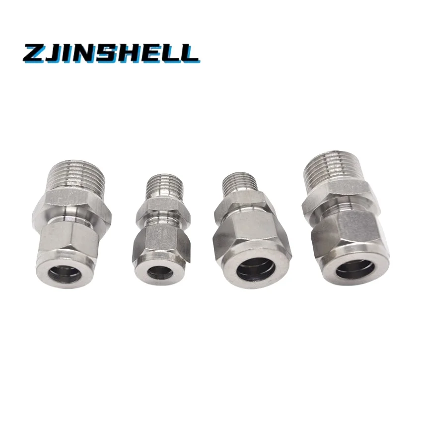 

Компрессионный соединитель с двойным наконечником из нержавеющей стали SS 304, трубка 6 мм, 8 мм, 10 мм, 12 мм, трубка с наружной резьбой NPT 1/8 дюйма, 1/4 дюйма, 3/8 дюйма, 1/2 дюйма