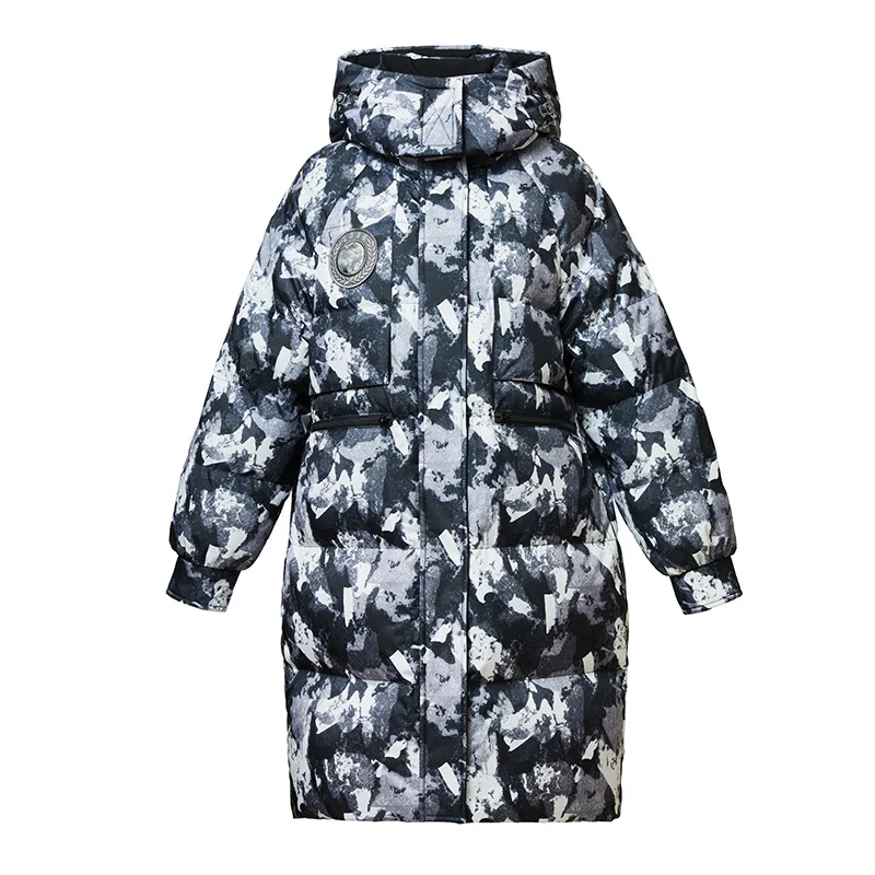 JAZZEVAR 2022 Mid-long Down Jacket Women Winter New Camouflage Thickened Loose Korean Version of The Extreme Cold Coat