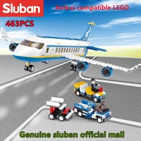 sluban building block toys aviation airbus 463pcs bricks b0366 skybus compatbile with leading brands construction kits