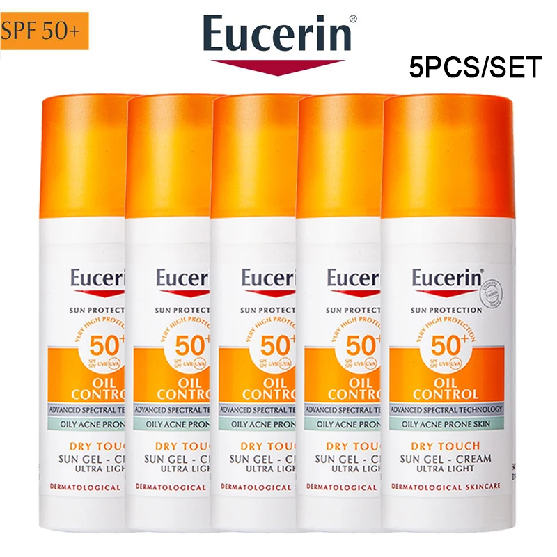 

5PCS EUCERIN Sunscreen Oil Control Advanced Spectral Technology Oily Acne Prone Skin Dry Touch Sun Gel - Cream Skincare 50ML
