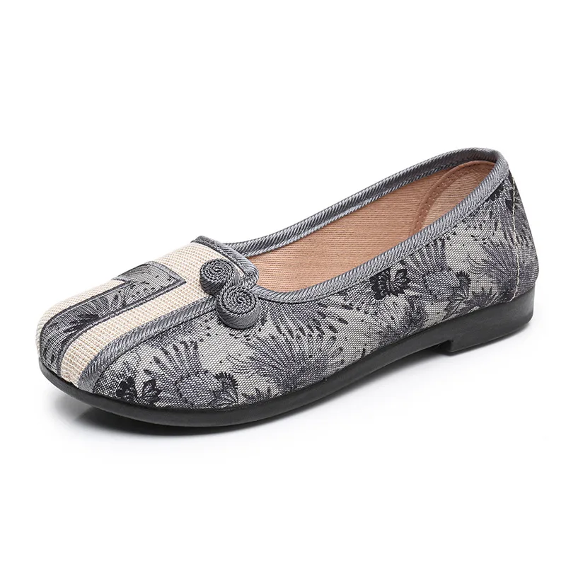 

Женские повседневные холщовые ботинки 2023, винтажные женские дышащие ботинки в китайском стиле, легкие слипоны, балетки