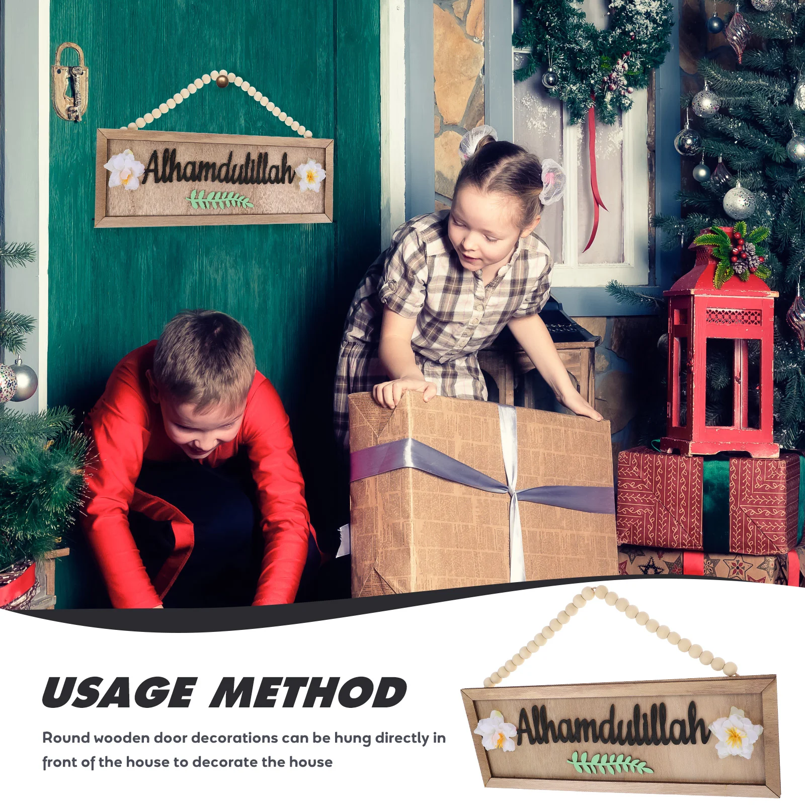 Настенные деревянные бусины декор с номером двери Alhamdulillah украшения для дома