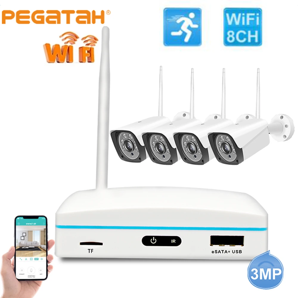 

8CH NVR Video Recorder 3MP Wifi Surveillance Camera Home Security Kit Human Detected Night Vision H.265 Outdoor CCTV Camera
