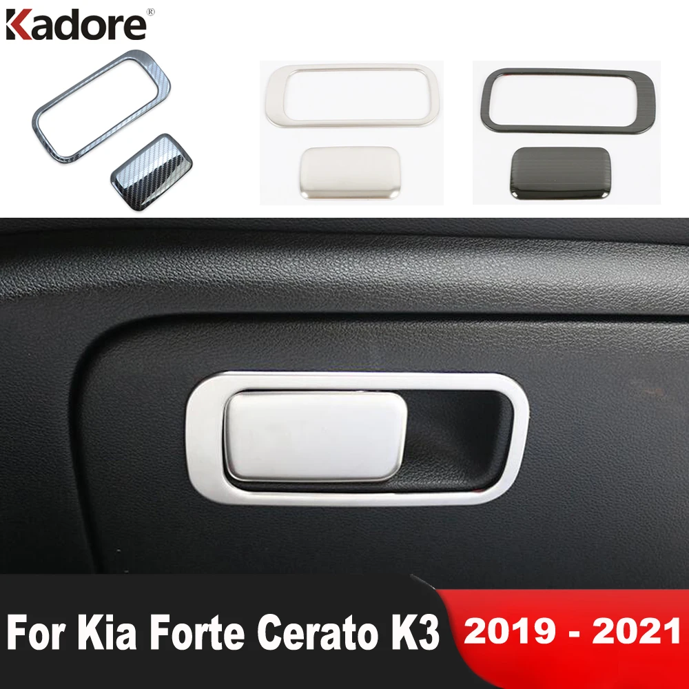 Car Glove Box Door Handle Bowl Cover Trim Sticker For Kia Cerato Forte K3 2019 2020 2021 Steel Carbon Fiber Interior Accessories