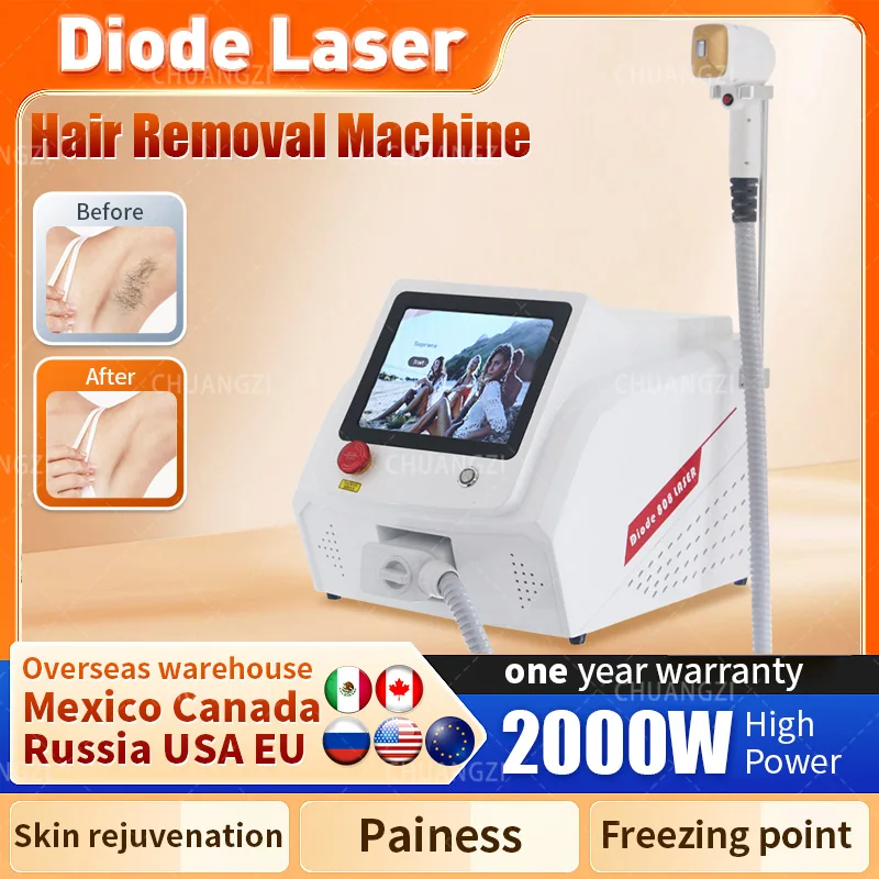 

2000w depilation beauty ice titanium device 808 755 1064 nm 3 Wavelengths diode la-ser hair removal machine