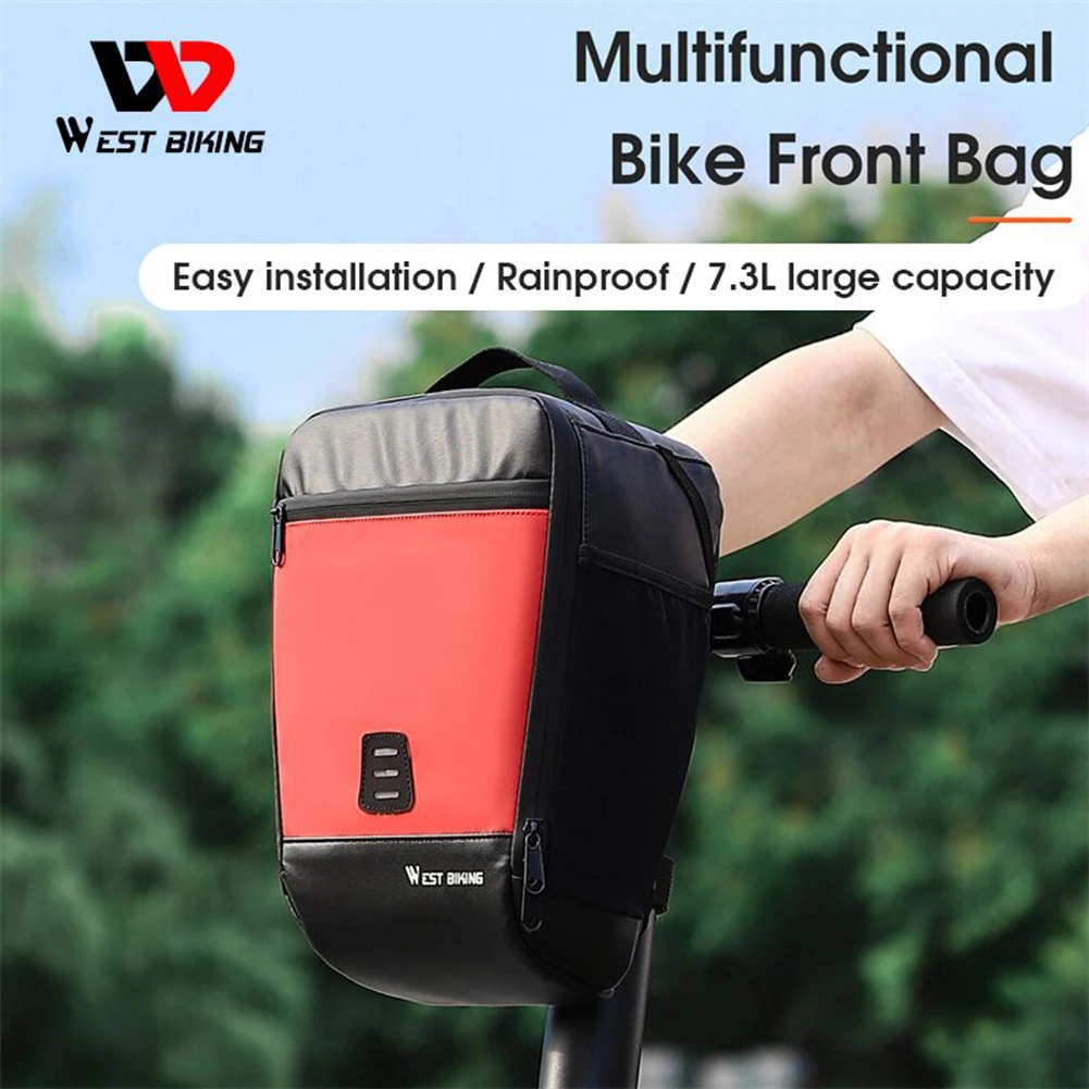 

WEST BIKING Multifunctional Bicycle Handlebar Bag Portable 7.3L Large Capacity Bicycle Front Frame Panniers Bag for Bike Scooter