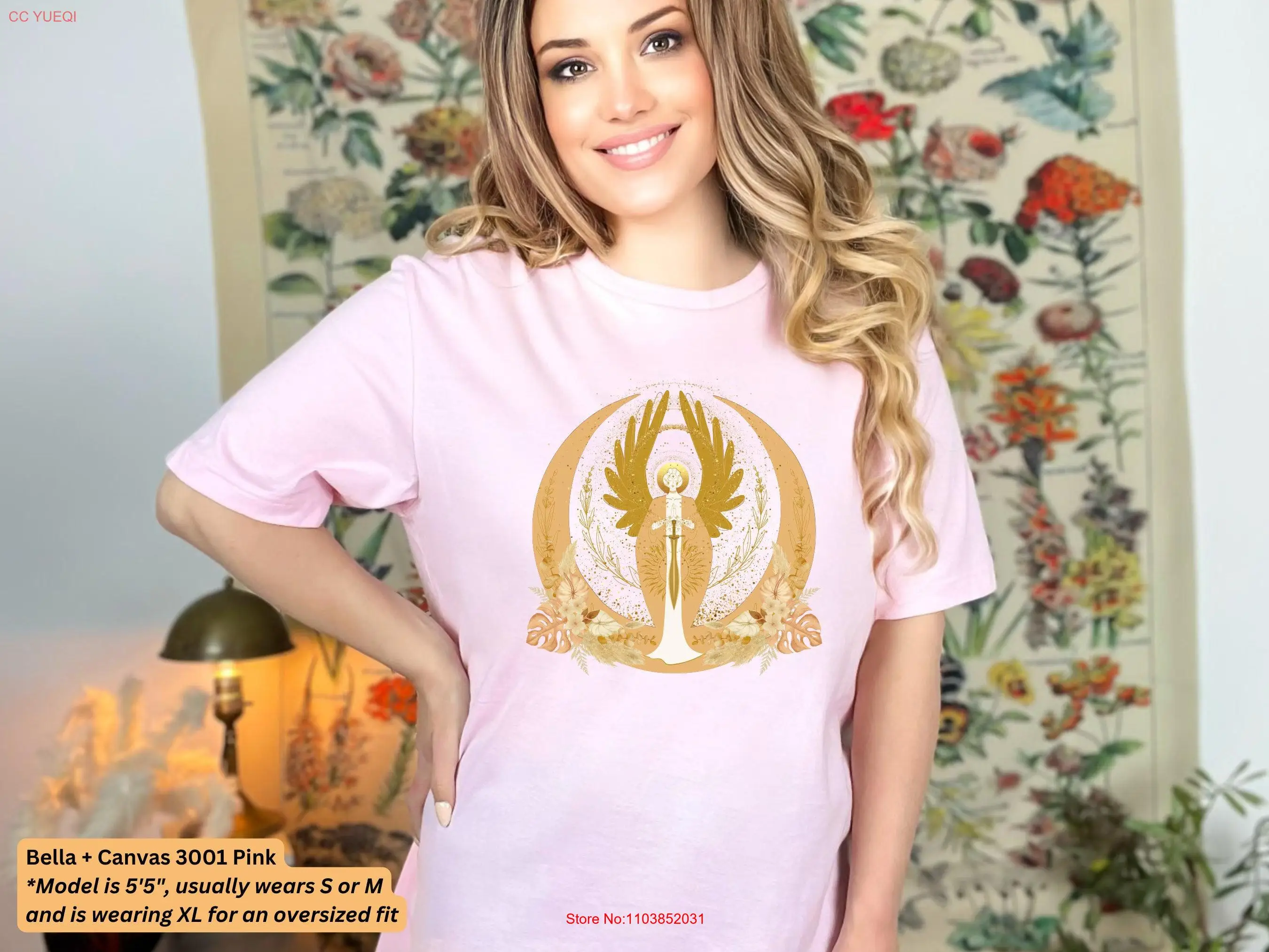 Футболка Guardian Angel of Protection Boho Mystic Bohemian Spiritual Moon Cottagecore Fairy Goddess с длинными или