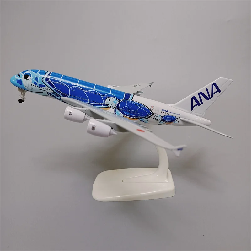 

18*20 см, сплав металла, Япония, Air ANA, аэробус A380, мультфильм, морская черепаха, авиакомпании, голубой литый самолет, модель самолета с колесами