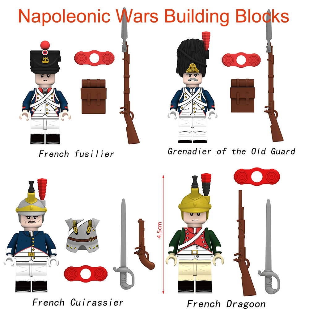 

Napoleonic Wars Series Building Blocks Military Soldiers Figures British Fusilier Rifles Bagpiper Weapons Bricks Kids Toys Gift