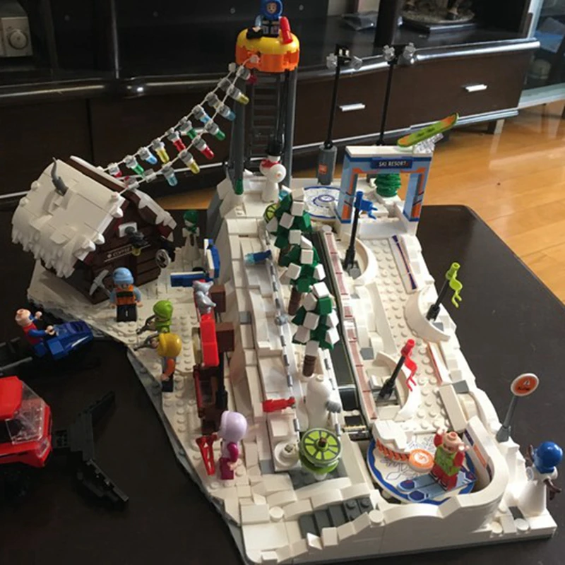 Снежный мир спорт лыжный курорт модель города улица вид магазин Электрический