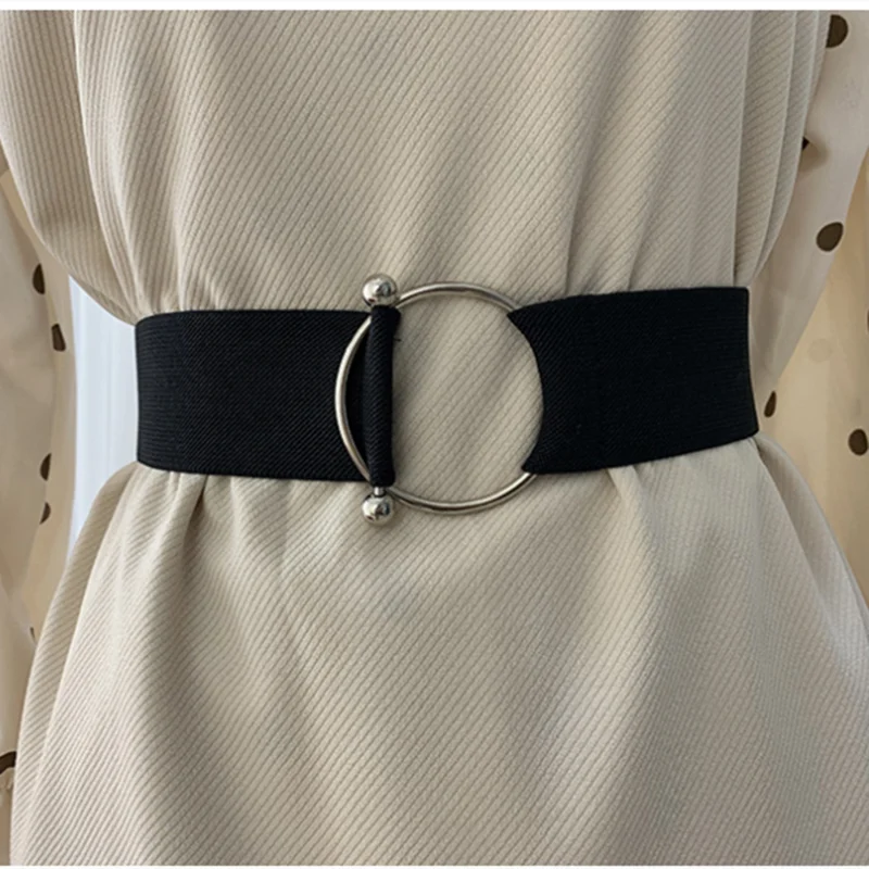 

Belts For Women Simple Waist Elastic Ladies Band Round Buckle Decoration Coat Sweater Fashion Dress