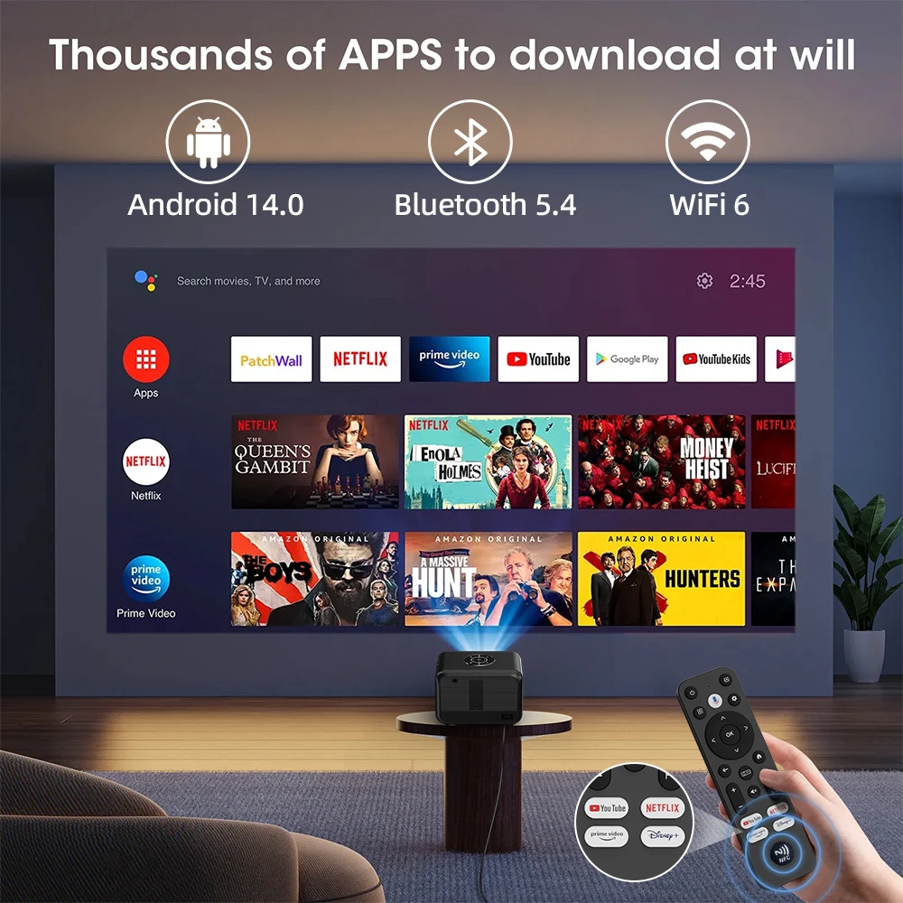 Фото CAIWEI A6G 4K проектор Full HD 1080P Android домашний кинотеатр Smart TV для фильмов видео проекторы с автофокусным лучом сертификат Google №5