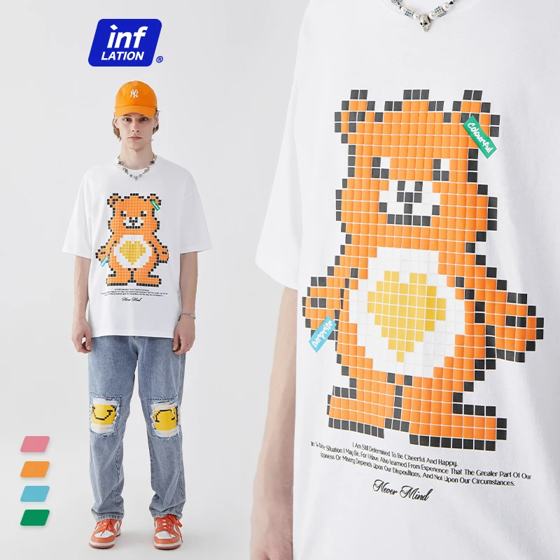

INFLATION Trendy Graphic T-shirts for Men High Quality Foaming Printed Tees