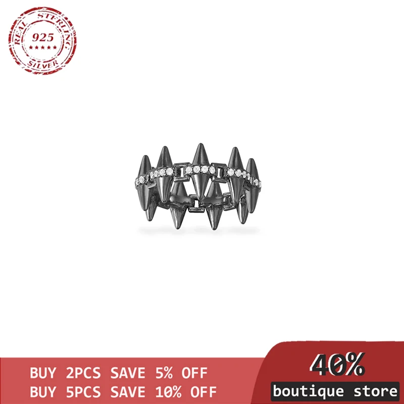 

Fashion personality 925 black ring, punk style women's jewelry, women's ring