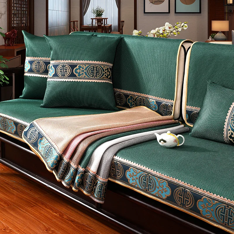 

New Ice Silk Non-slip Sofa Covers for Living Room Chenille Sofa Cushion Couch Cover Modern Minimalist Corner Sofa Towel Seat Pad