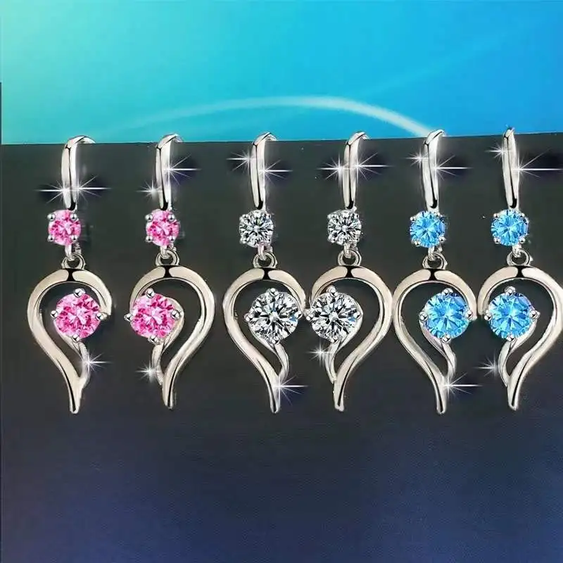 

Fashion Ladies Stainless Steel Angel Wings Water Drops Long Crystal Diamond Earrings Pendant Bridal Party Anniversary Jewelry Ac