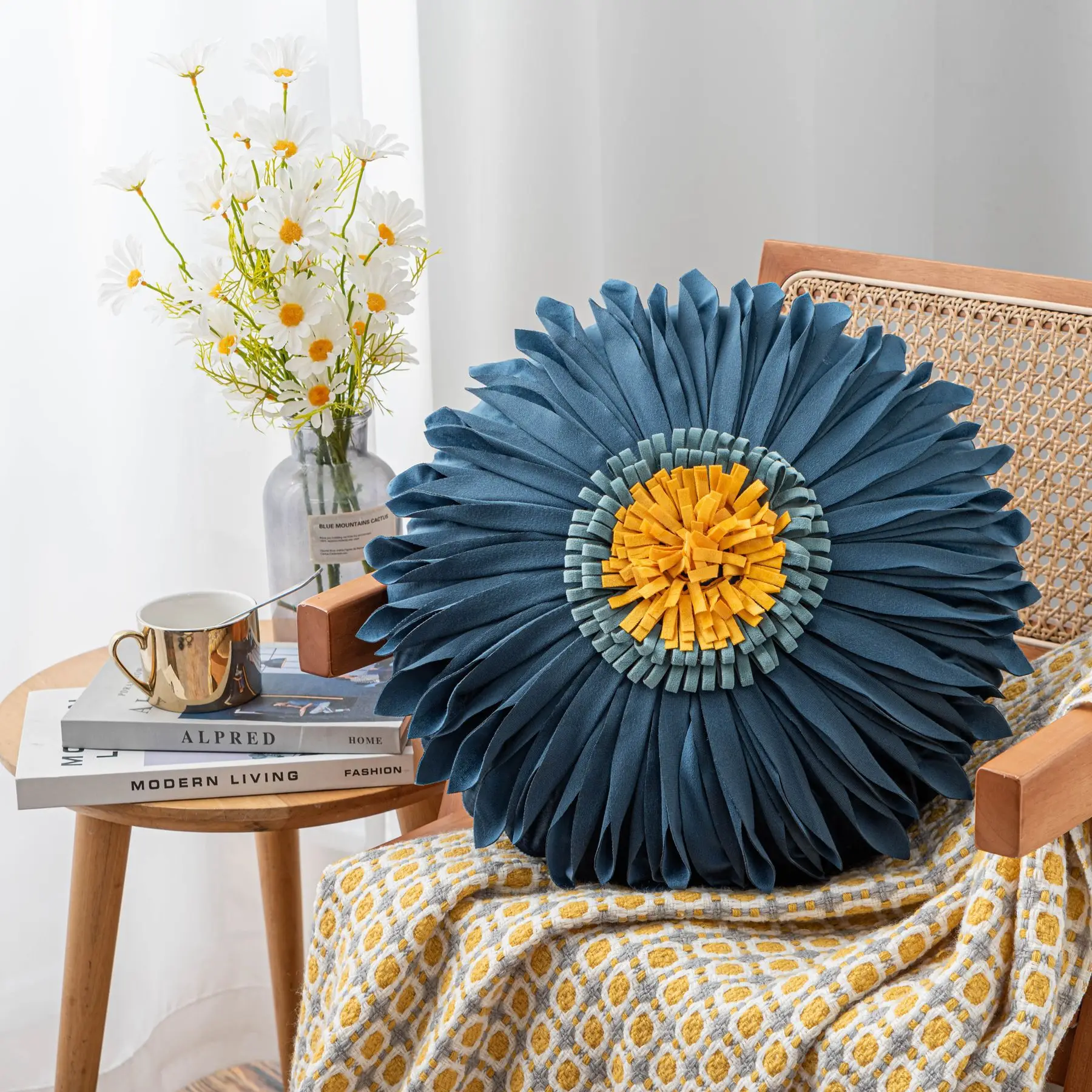 

Светильник лая Роскошная подушка в стиле Ins, круглая подсолнухая, искусственная Обложка для дома, спальни, гостиной, балкона, украшения в вид...