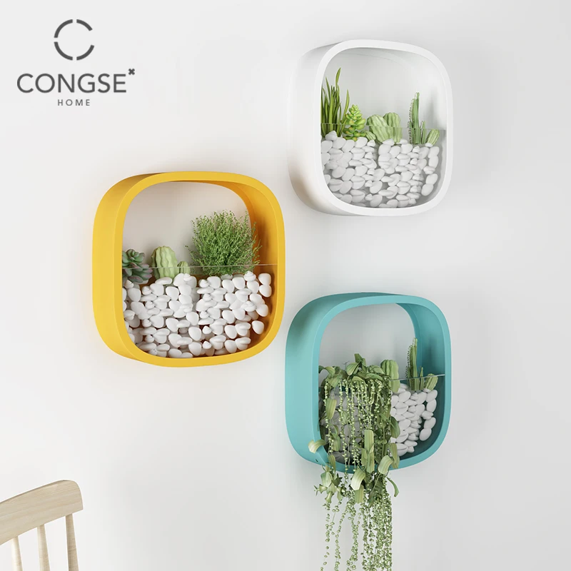 Настенная полка для кашпо в нордическом стиле с геометрическим рисунком