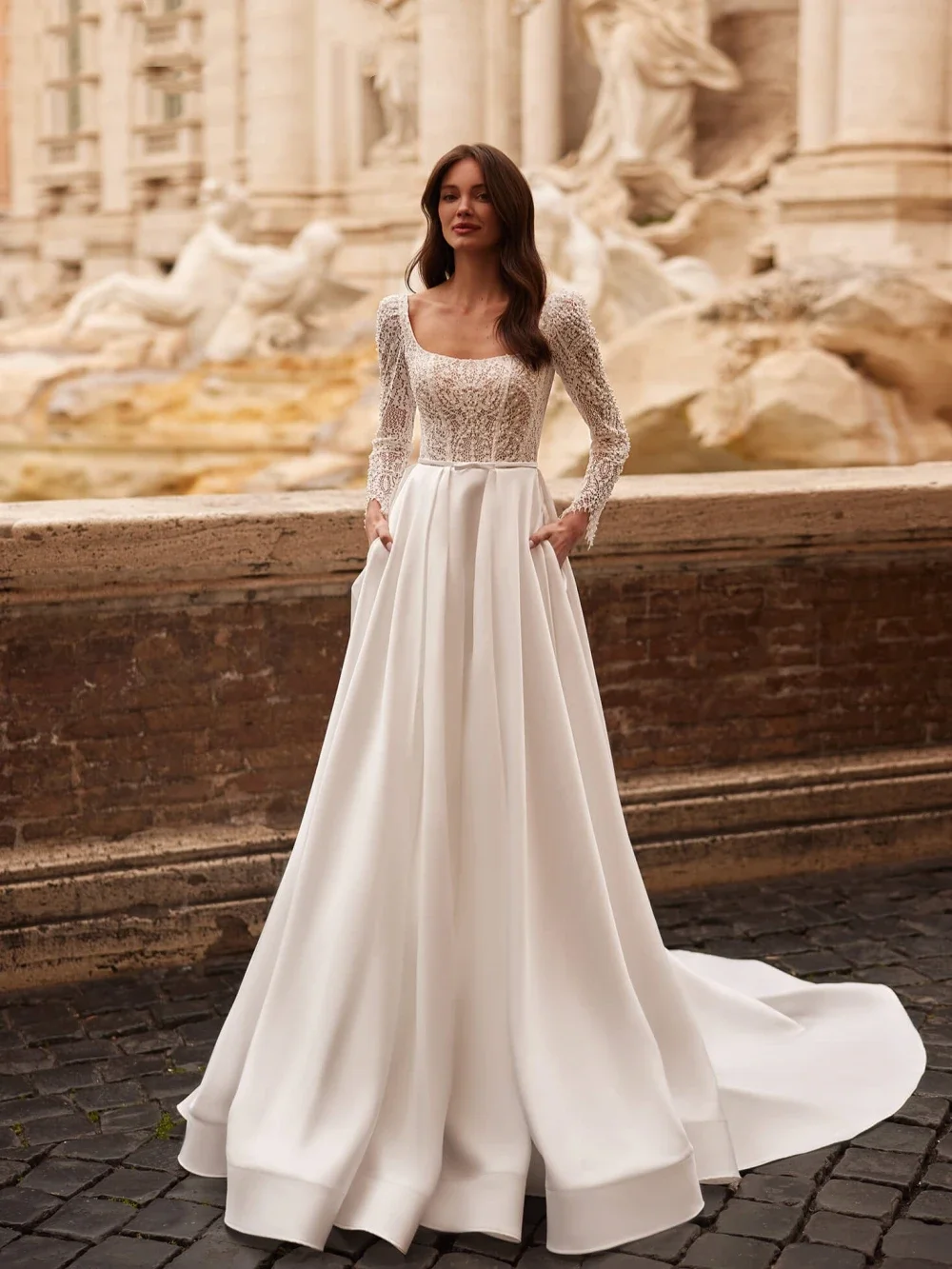 Vinca Sunny индивидуальное винтажное платье невесты с длинными рукавами атласное