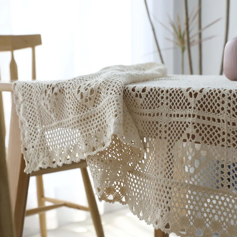 

Decorative Kitchen Table Rectangular Cloth Dining Crochet Table Decoration Home Party Cover Tablecloth Tablecloths Hollowed For