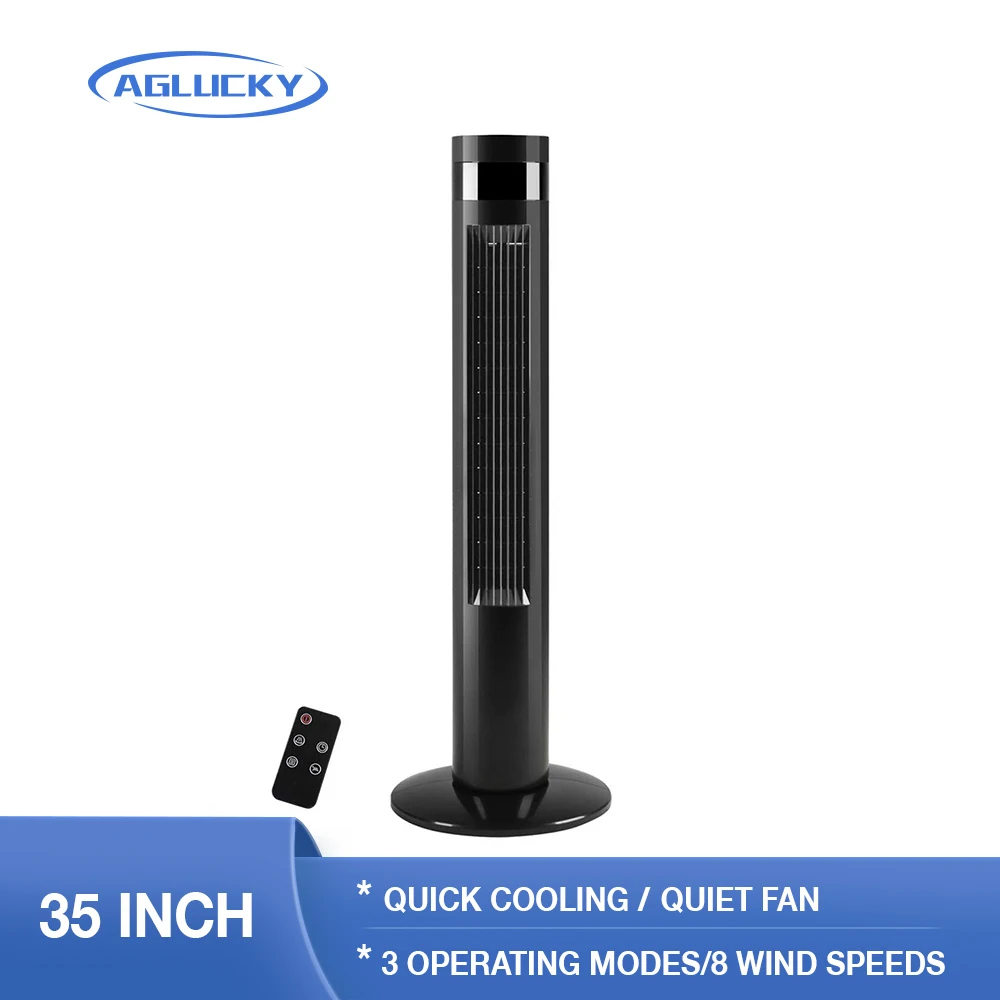 

AGLUCKY Tower Fan 35 Inch Oscillation Remote Control Standing 3 Wind Modes Time Settings Portable Floor For Home Children