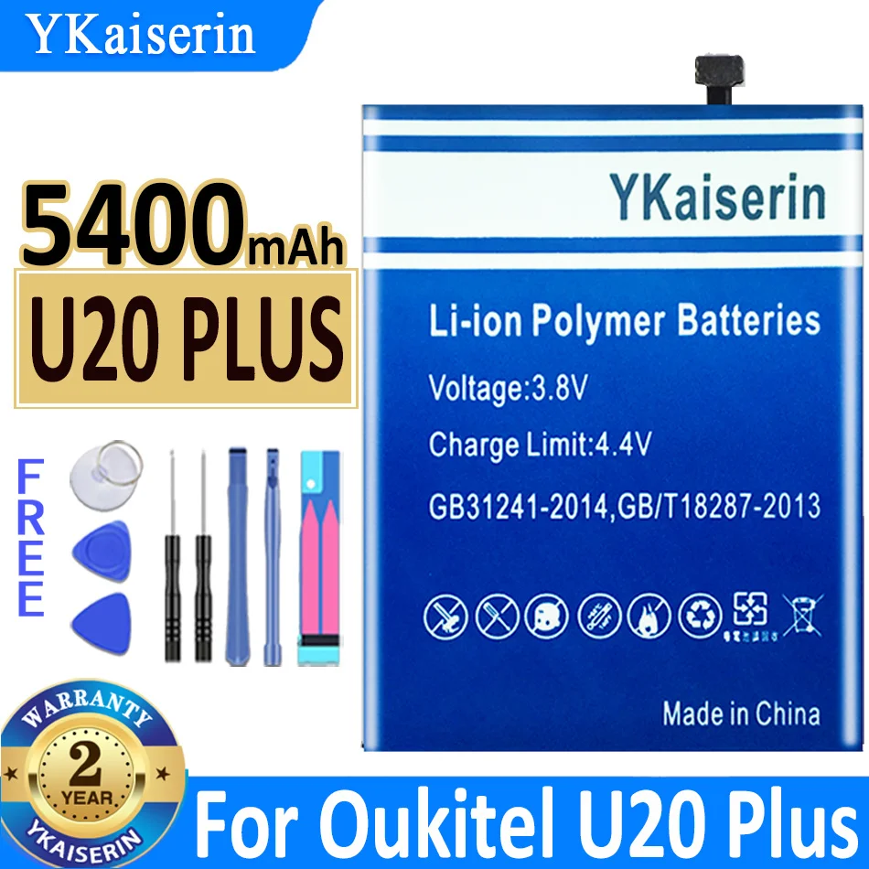 

Сменный аккумулятор ykaisсеребрин 5400 мАч для Oukitel U20 Plus U20Plus, новый аккумулятор + батарея для отслеживания кода