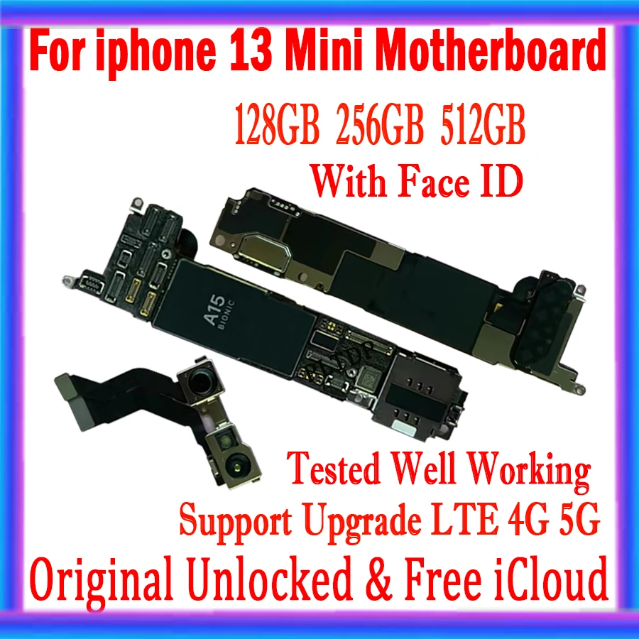 

Поддержка обновления ос для iPhone 13 Mini материнская плата с системой ос 128 гб 256 гб оригинальная логика улучшенный бесплатный icloud с распознаван...