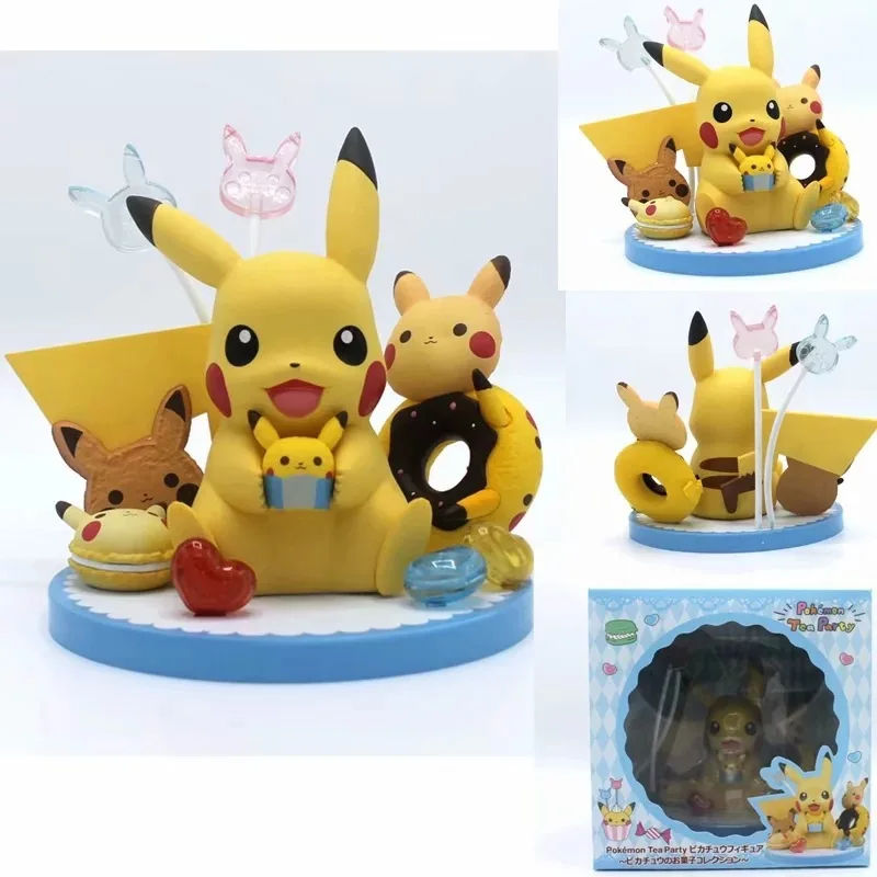 

New Box-packed Pokemon FigurePet Elf Magic Baby Pikachu Cake Scene Vehicle Model Children's Toys Collect Gifts
