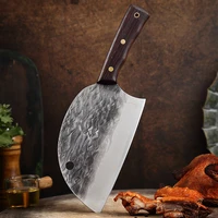 handmade forged kitchen knife hammer stainless steel chefs chopper cooking knives wooden meat slicer kitchen chef cook slice