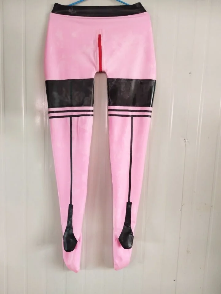 100% латексные резиновые модные розовые брюки Gummi размер ноги XS ~ XXL