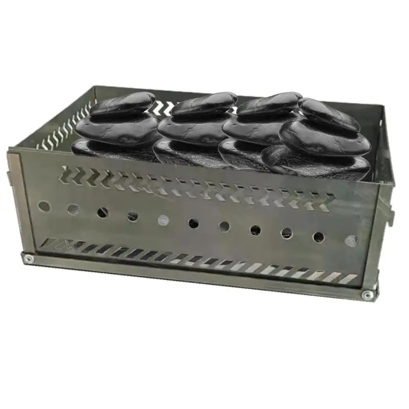 

Stainless Steel Charcoal Basket Foldable Sauna Stone Holder Heat-resistant Wood Stove Accessories For Sauna Hiking Fishing