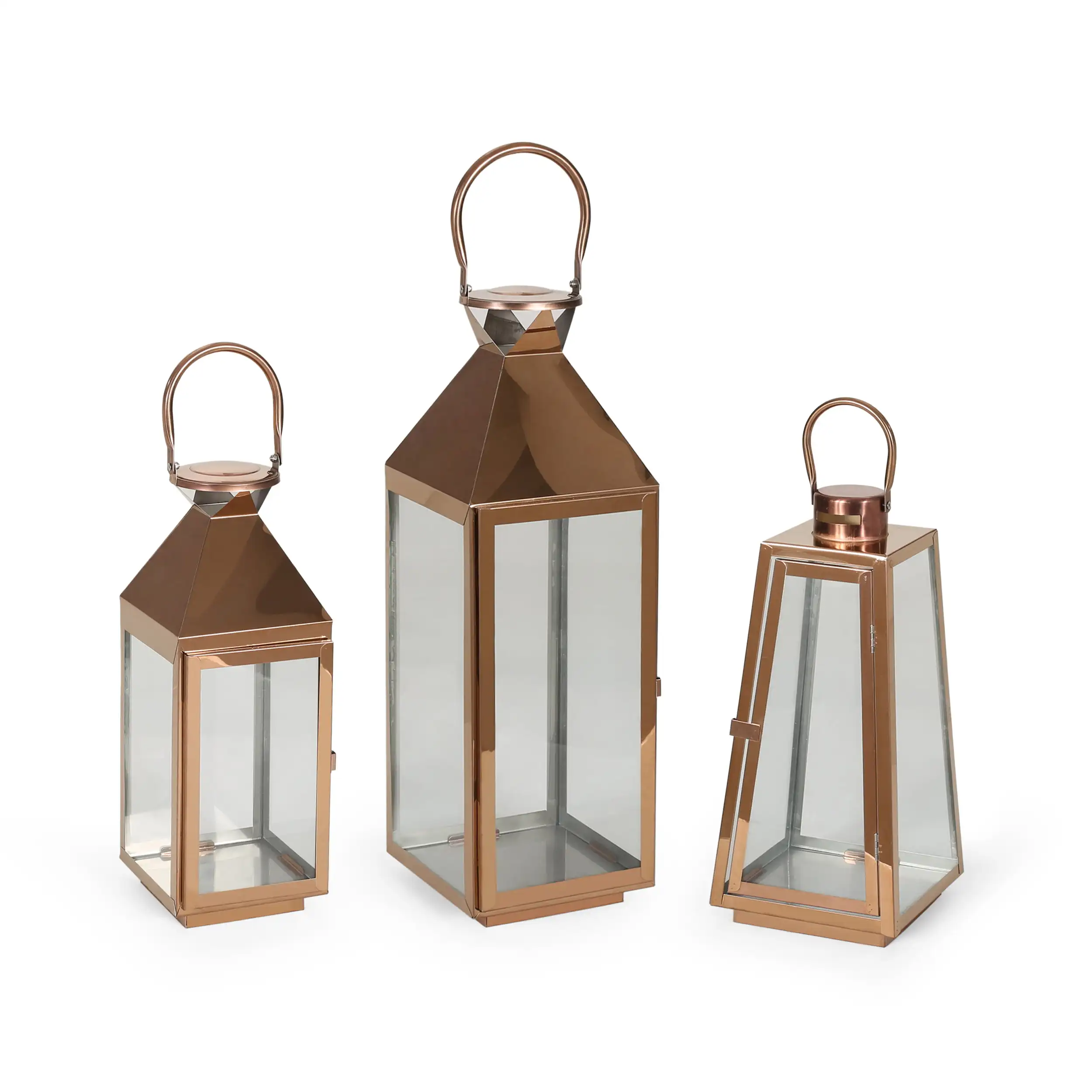 

Peregrine Outdoor Stainless Steel Lantern Set, Rose Gold