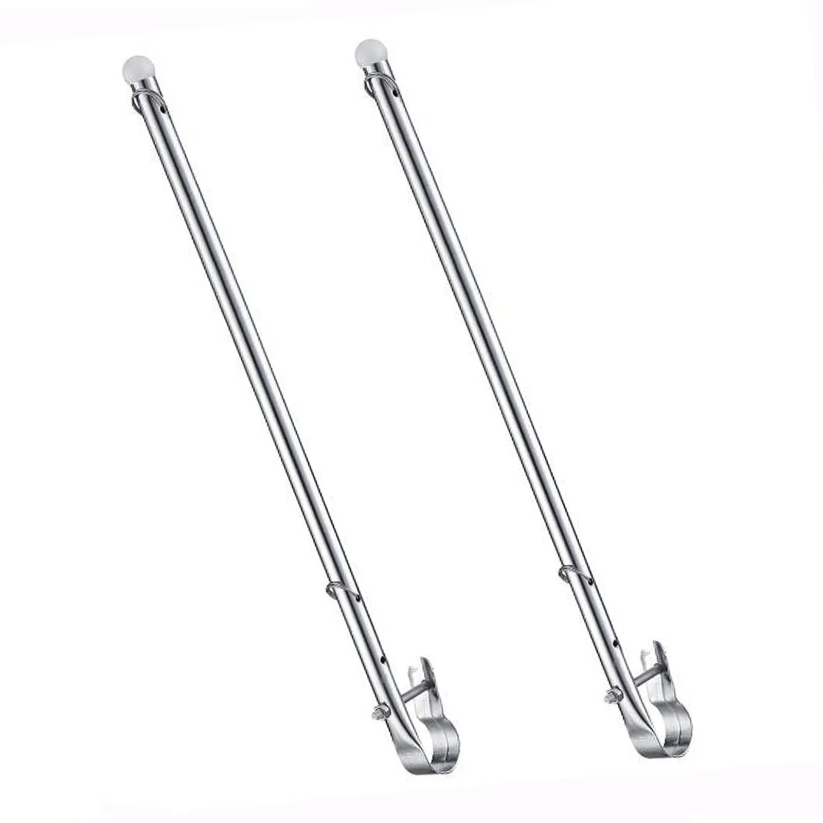 

2Pcs Marine Stainless Steel Removable Flag Pole Dinghy Raise Boat Yacht Camper Flag Pole For Rail 7/8"~1"