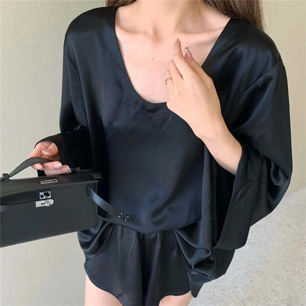 

Костюмы Alien Kitty в Корейском стиле, элегантные приталенные мягкие Однотонные блузки, летние модные свободные шорты с широкими штанинами, повседневные комплекты, 2023