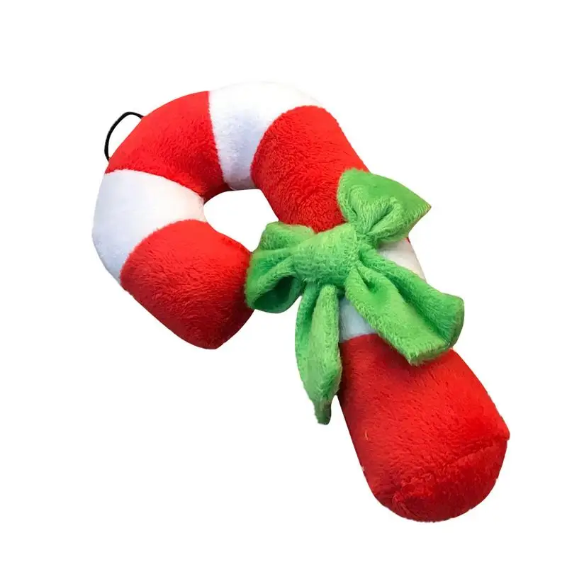 For Puppy Chew Christmas Dog Toys Dog Plush Chew Toys Christmas Candy Cane Toys Squeaky Toy