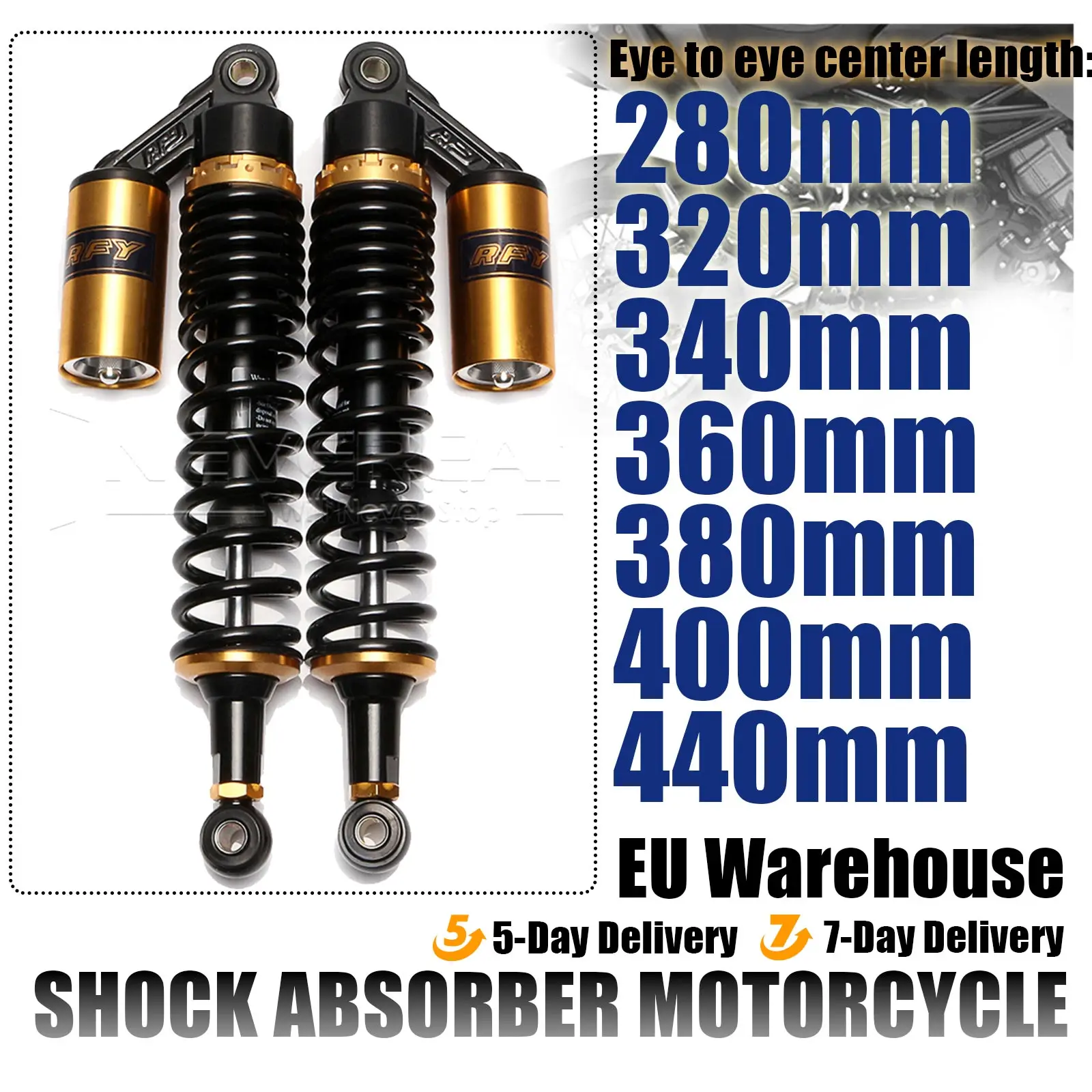 

280mm 320mm 340mm 360mm 380mm 400mm 440mm Motorcycle Air Shock Absorber Rear Suspension ATV Quad Scooter Dirt Bike Motor D30