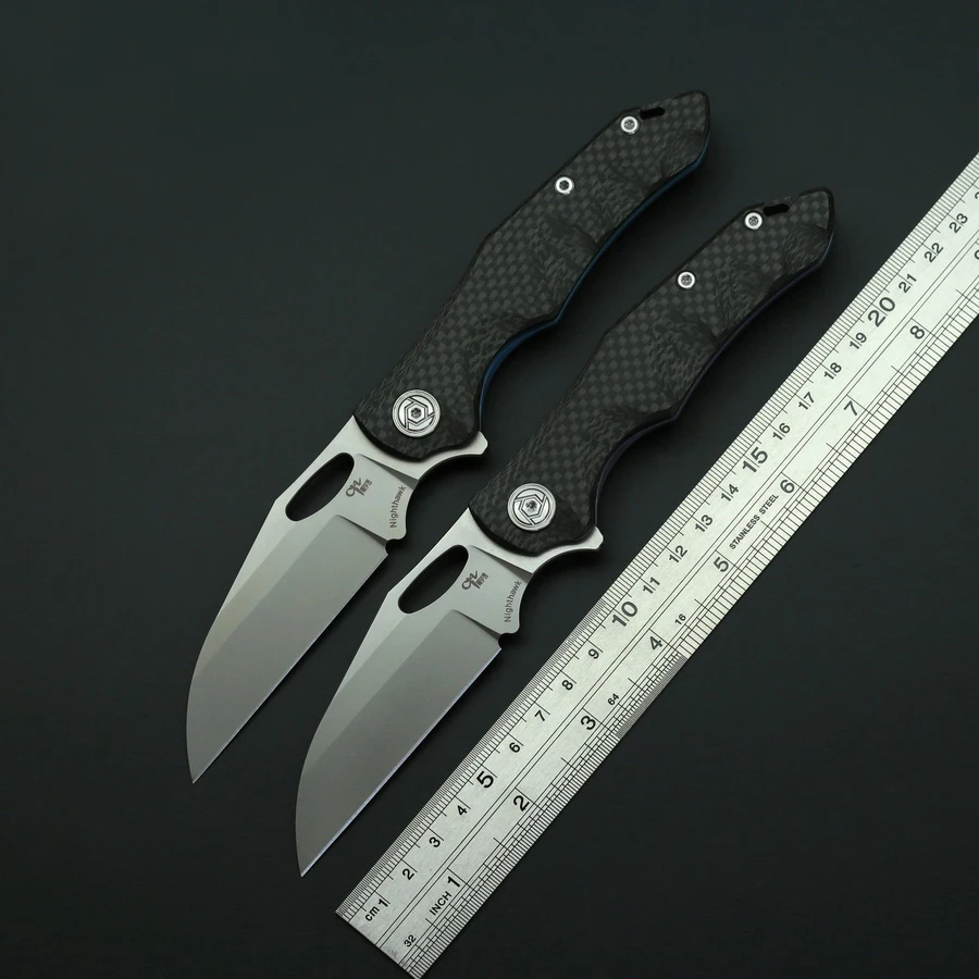 

CH3529 Nighthawk Flipper Folding Knife S35VN Steel Blade Titanium Carbon Fiber Handle Pocket clip Camping Hunting Knife EDC Tool