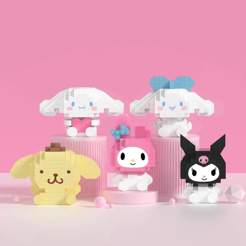 

Kawaii Лук Любовь белая собака строительные блоки мини 3D мультфильм DIY Розовый Кролик собранные микро Кирпичи игрушки для детей рождественские подарки