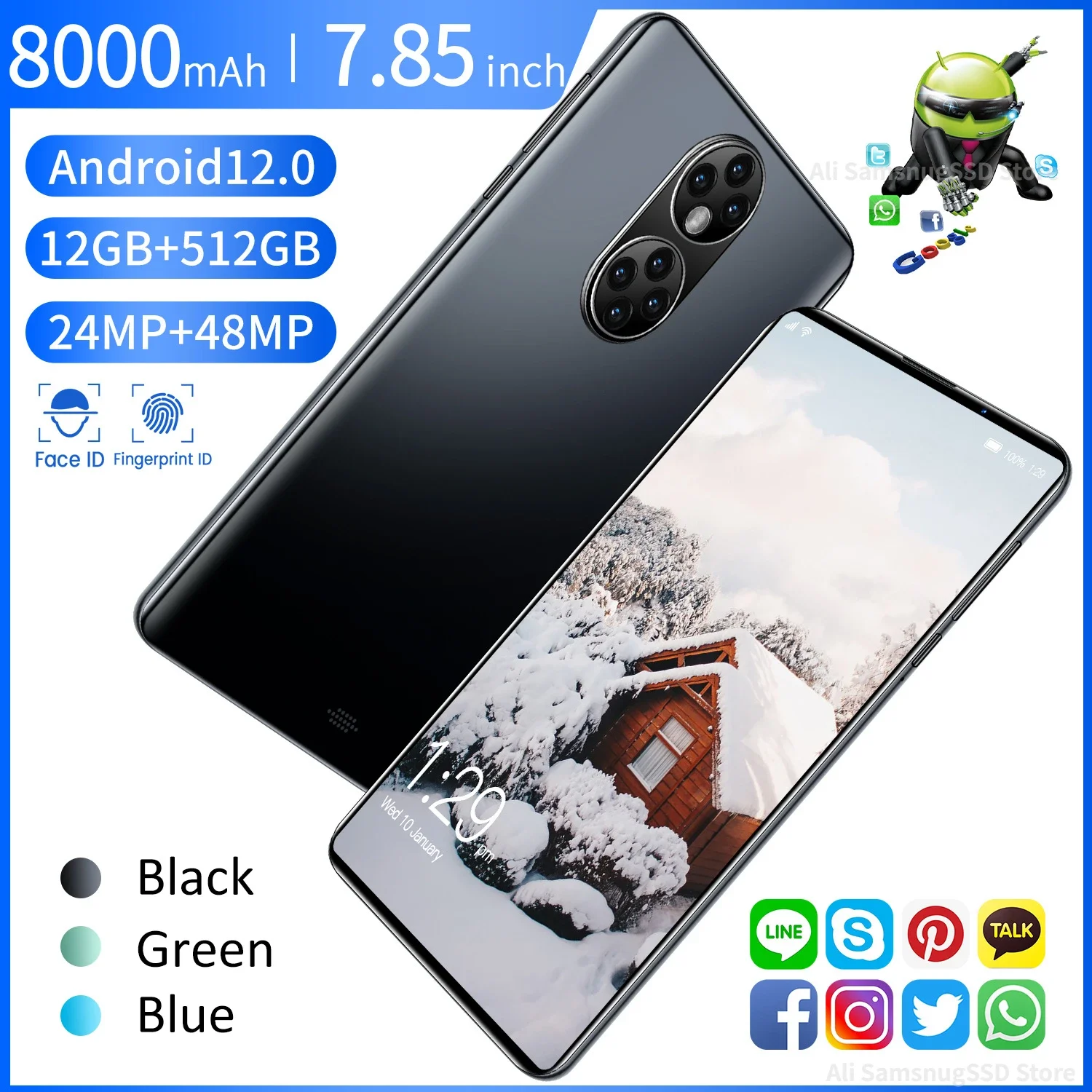 

P50 7.85 Inch Global Version Game Tablet Android 12 5G WIFI GPS Core HD IPS Screen 12GB 512GB Dual SIM Tablets PC Google Play