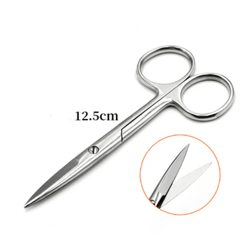 12.5cm Stainless Steel Surgical Dressing Scissors Straight Head Round Blunt Head Scissors Cosmetic Plastic Instrument