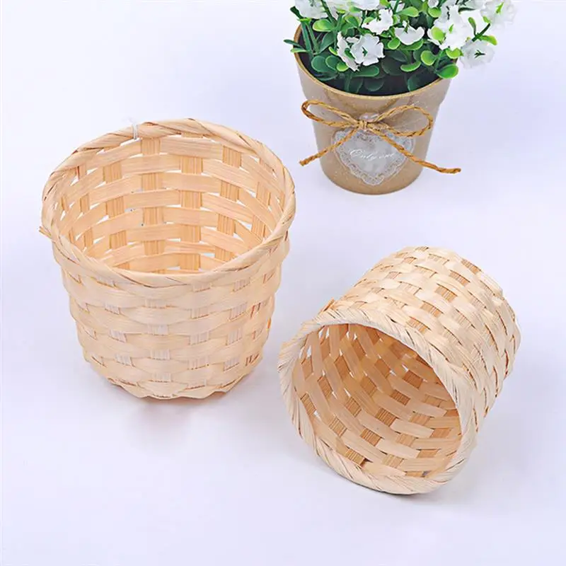 

6pcs Bamboo Woven Baskets Home Storage Basket Bamboo Woven Basket Woven Basket Large Decorative Desktop Basket Sundries