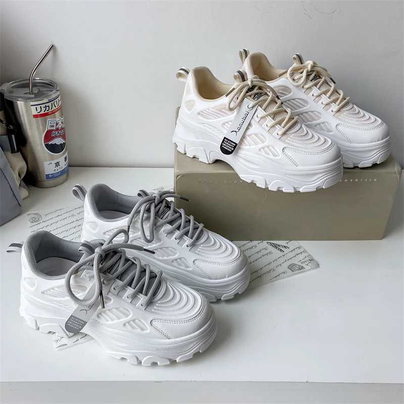 

Женские кроссовки с вулканизированной подошвой, белые кроссовки для девочек, повседневная спортивная обувь для бега на платформе, весна 2023