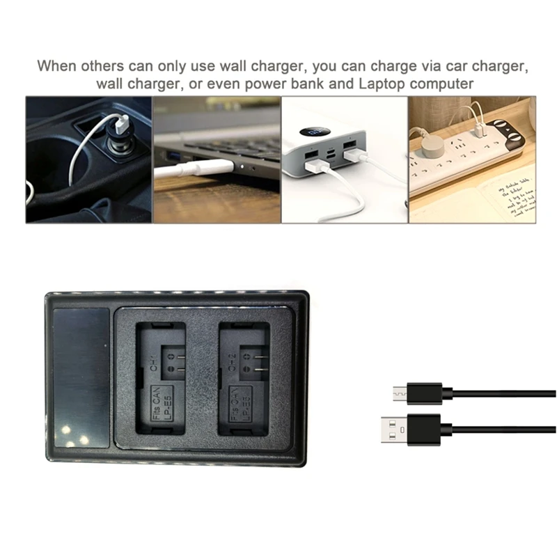 Фото Зарядное устройство LP-E5 с двумя USB-портами для Canon EOS T1I XS Xsi EOS 450D 500D 1000D №5