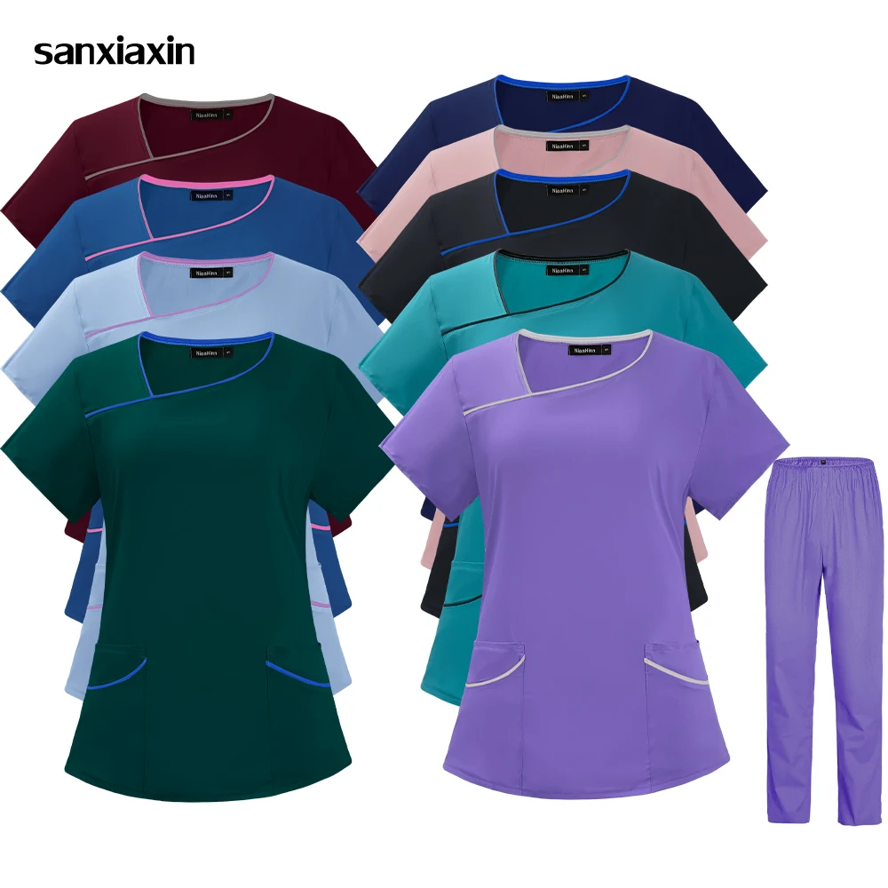 

Medical Scrubs Set Nurse Scrub Tops Pants Lab Surgical Workwear Doctor Nurse Uniform Dentist Pet Grooming Uniforms Jogging Suits