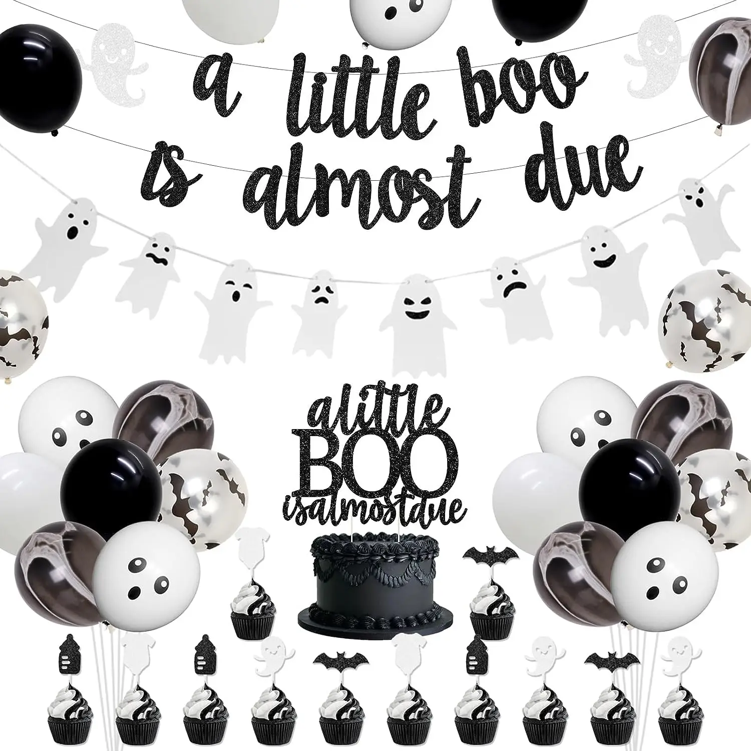 Немного Boo почти из-за украшения для детского душа мальчик черный белый Хэллоуин Детский Душ Поставки маленький Boo баннер
