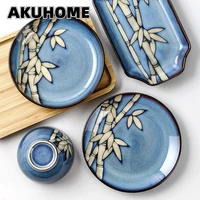 new chinese bamboo series ceramic plate set dinner plate rice bowl combination creative household personalized dinner plate