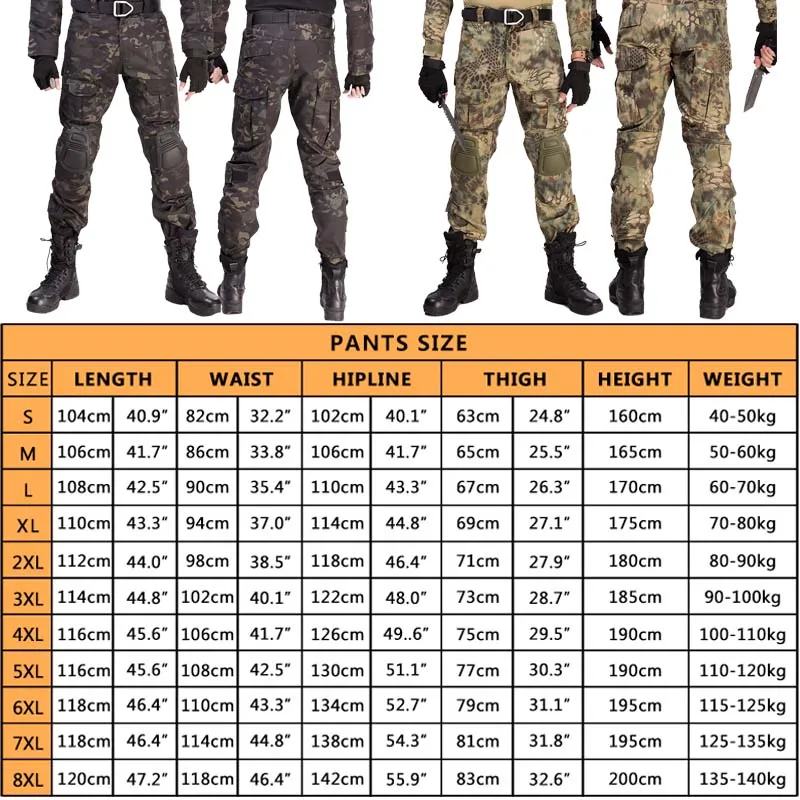 Tactical Pants Camouflage Joggers Ripstop Cargo Pants Working Clothing Hiking Hunting Clothes Combat Trousers Men's Streetwear