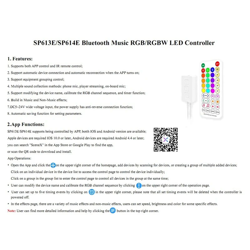 Bluetooth-совместимый светодиодный музыкальный контроллер с ИК-пультом
